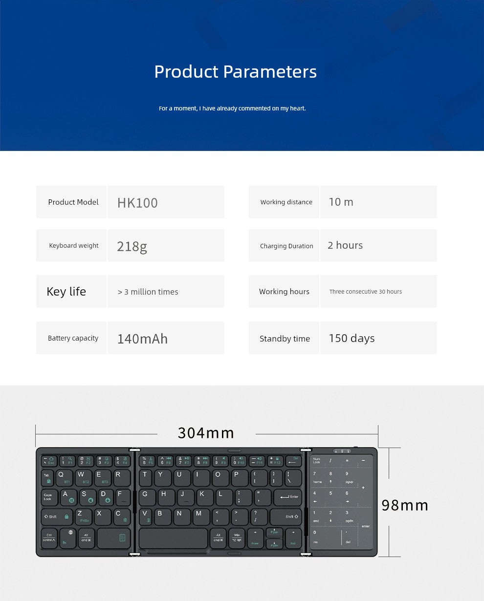 Foldable Bluetooth Keyboard CNC Wireless Three Bluetooth Notebook iPad Portable Mobile Phone Tablet Magic Control Keyboard Neutral - My Store Bassej35