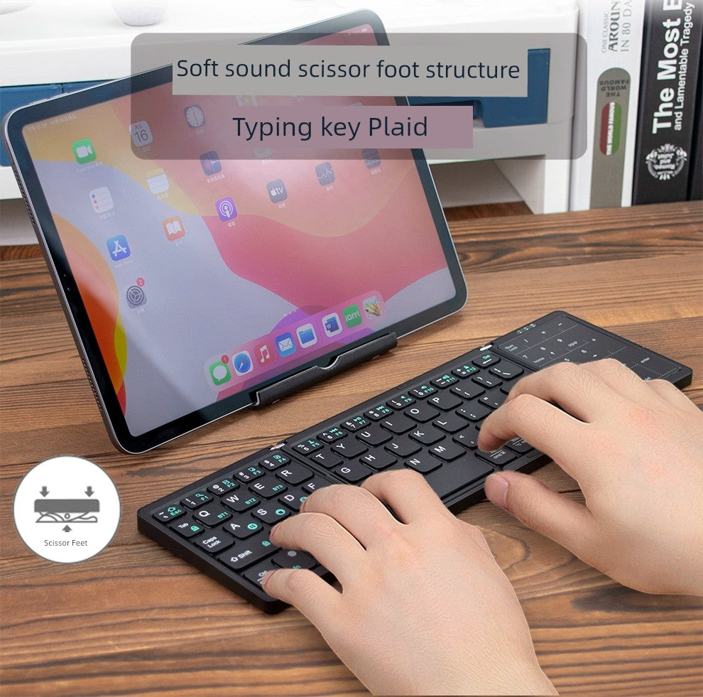 Foldable Bluetooth Keyboard CNC Wireless Three Bluetooth Notebook iPad Portable Mobile Phone Tablet Magic Control Keyboard Neutral - My Store Bassej35