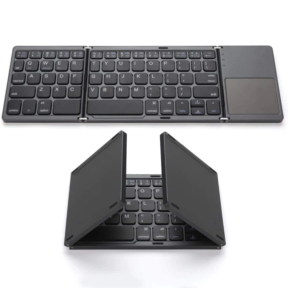 New Portable Mini Three Folding Bluetooth Keyboard Wireless Foldable Touchpad Keypad for IOS Android Windows ipad Tablet - My Store Bassej35